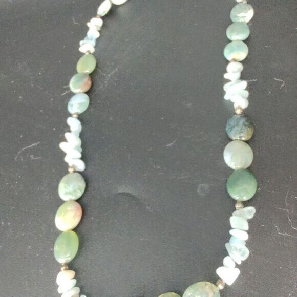 Aquamarine and Jadeite‎ necklace - Picture 3 of 7